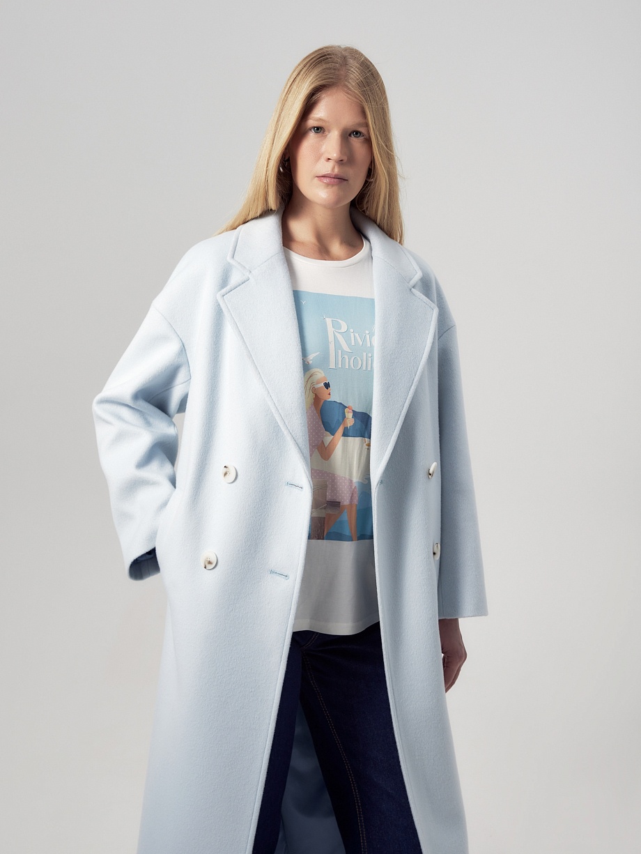 Демисезонное пальто из шерсти с мембраной