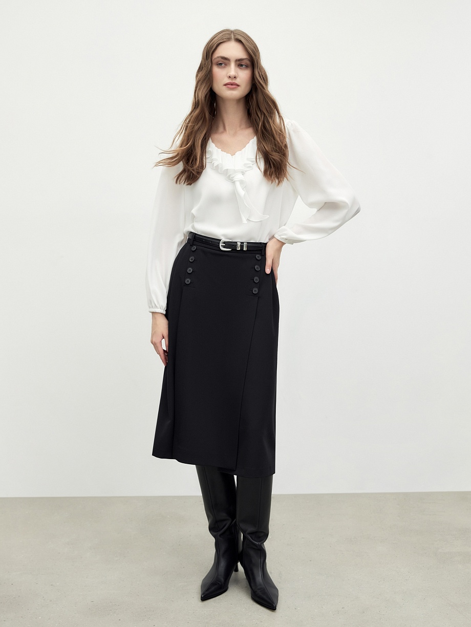 Укороченные брюки-юбка из костюмной ткани