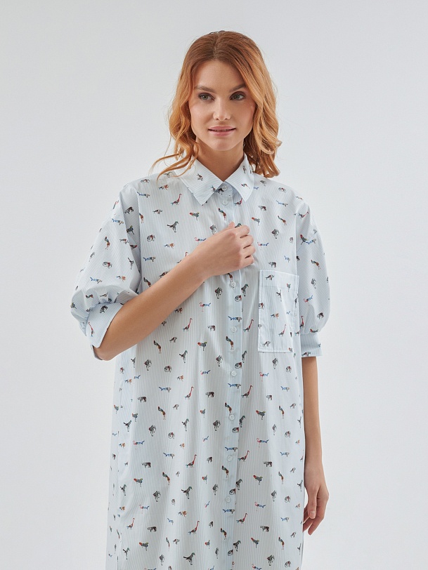 Платье-рубашка свободного кроя из 100% хлопка