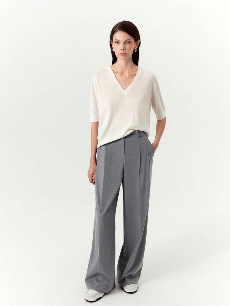 Брюки-палаццо из костюмной ткани