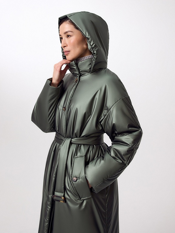 Пальто из непромокаемой плащёвой ткани с капюшоном POMPA арт.1015160i10041