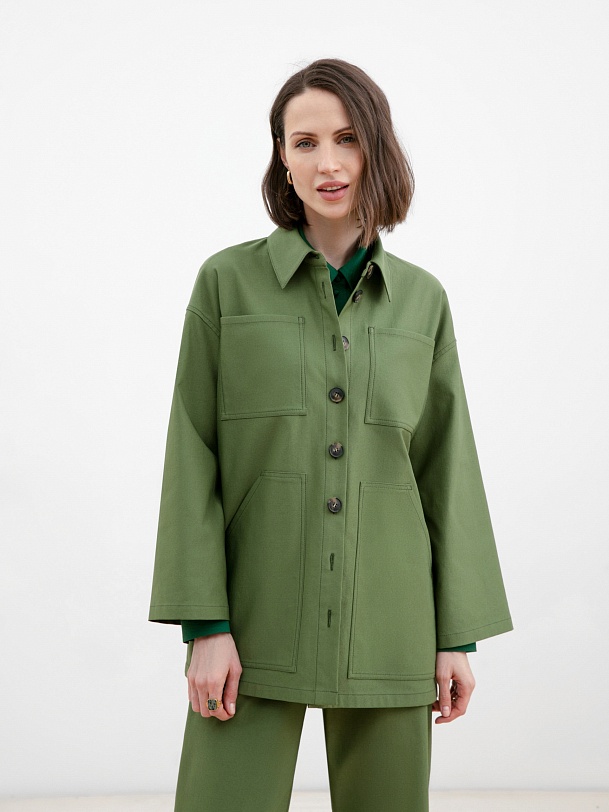 Жакет-рубашка женская зеленая