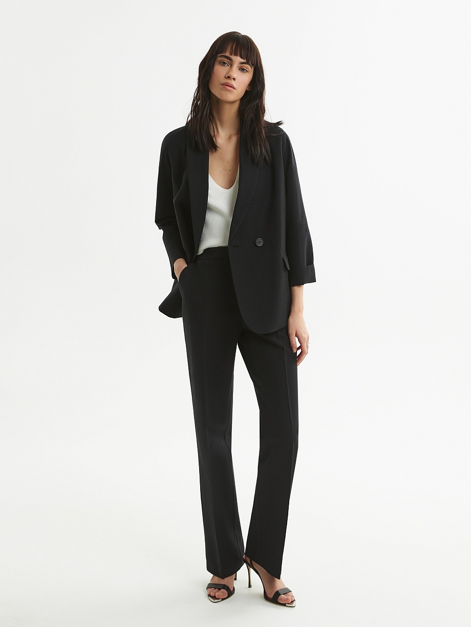 Жакет из хлопка и льна с укороченным рукавом