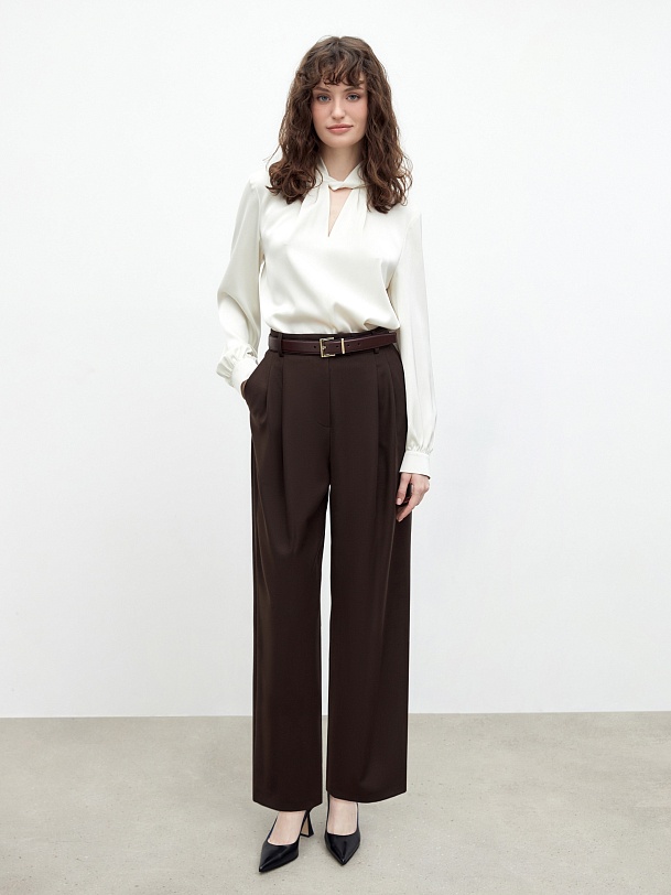 Широкие брюки из костюмной ткани с шерстью