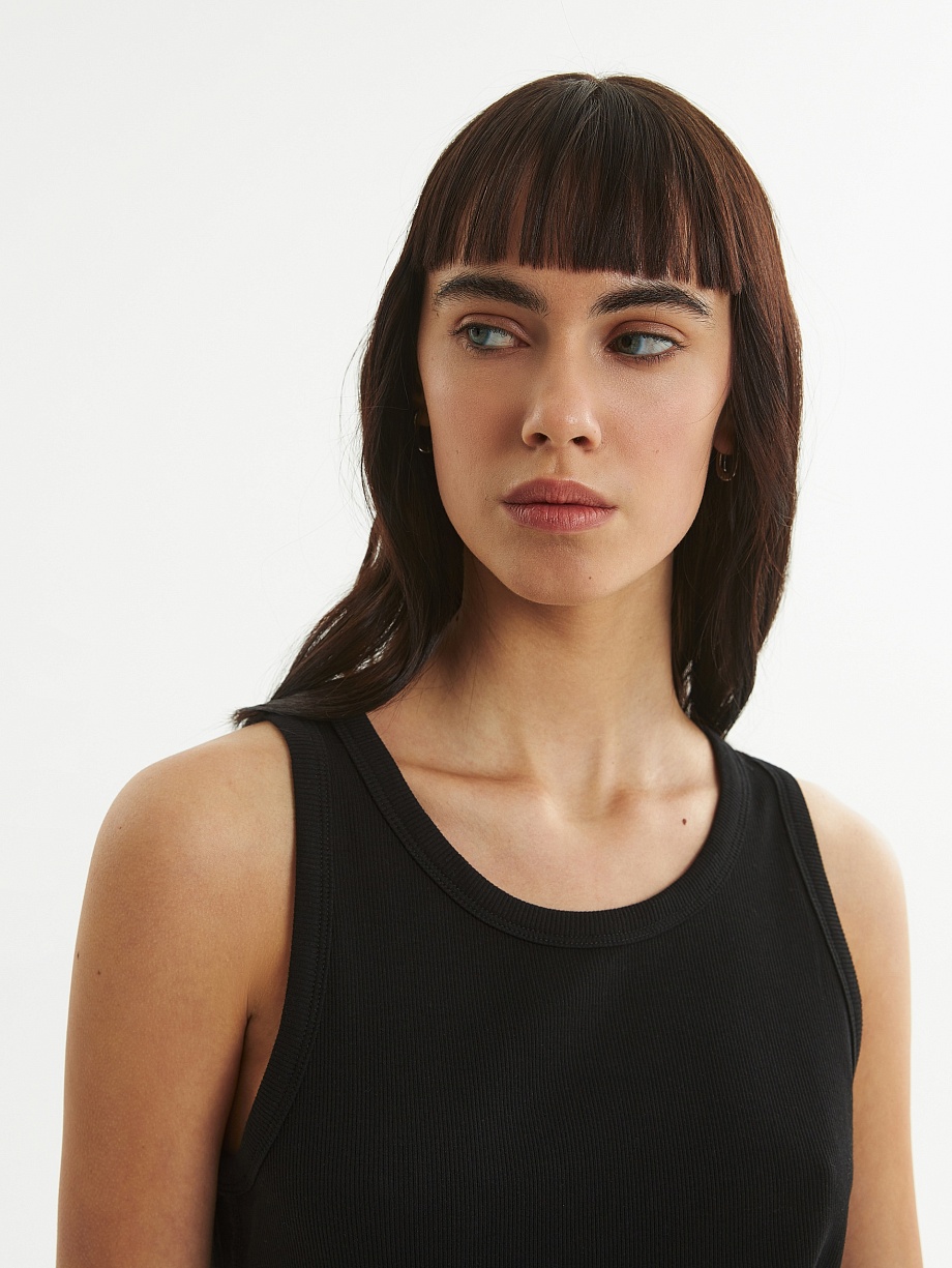 Базовый хлопковый топ в рубчик