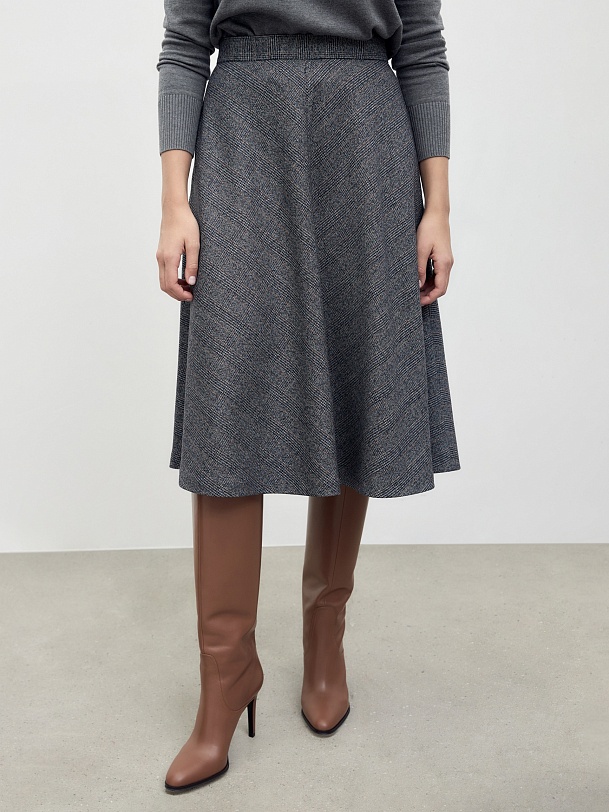 Юбка трапеция из костюмной ткани в клетку