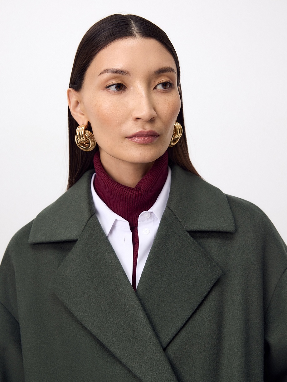 Пальто из шерсти с мембраной, утеплённой спинкой и съёмным капюшоном