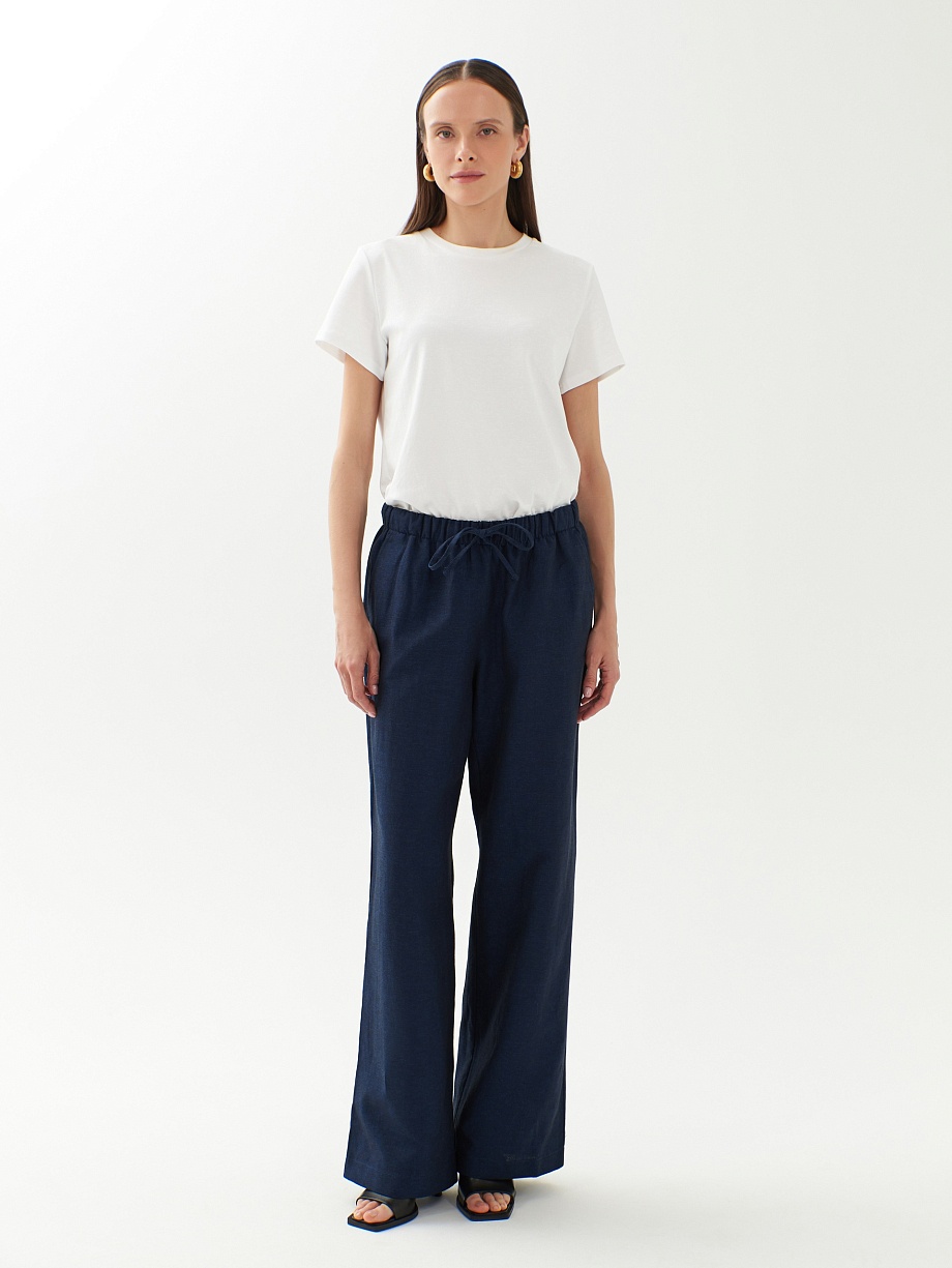 Широкие брюки из хлопка и льна