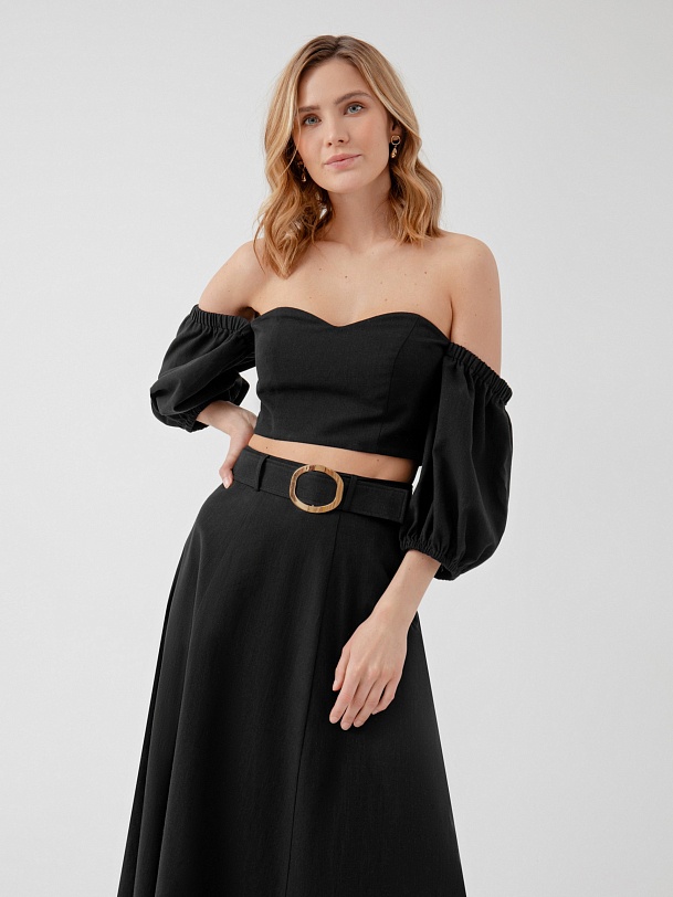 Хлопковый топ с объёмными рукавами