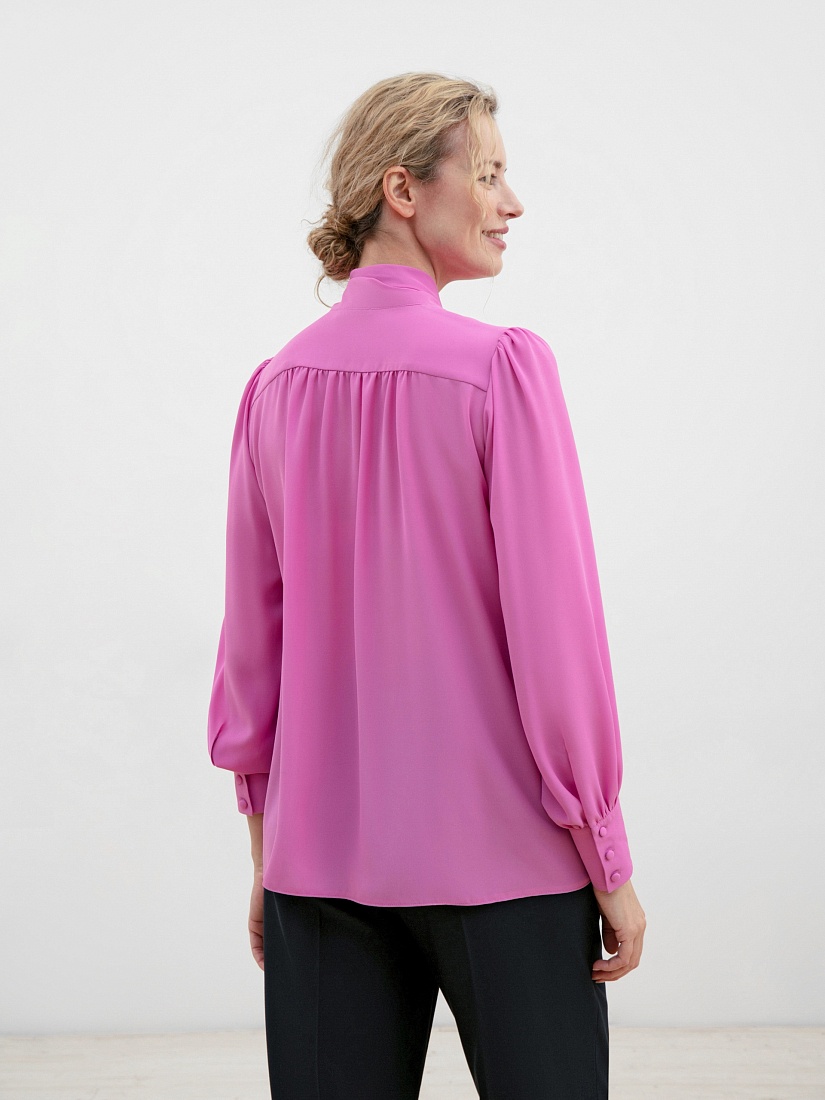 Розовая свободная блузка из шифона POMPA