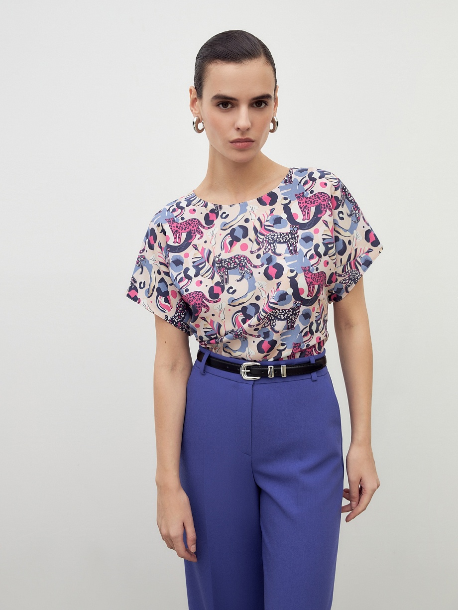 Свободная блуза с коротким рукавом из вискозы