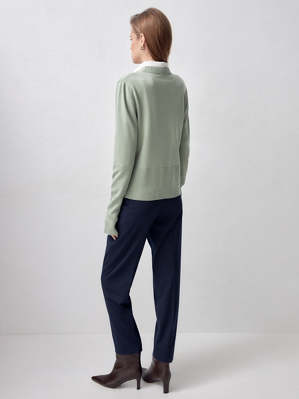 Джемпер из вискозного трикотажа с удлиненными манжетами