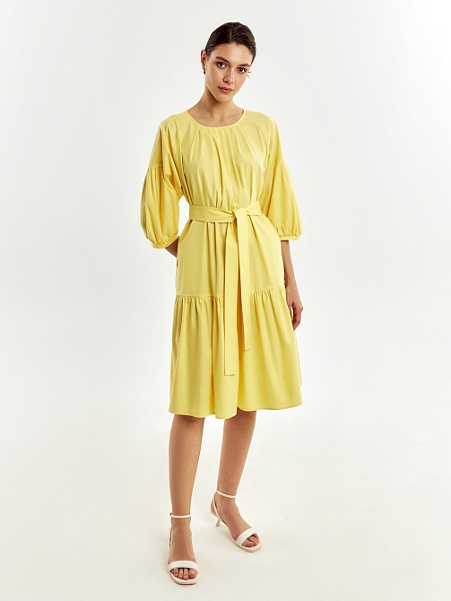 Яркое платье из 100% хлопка с поясом