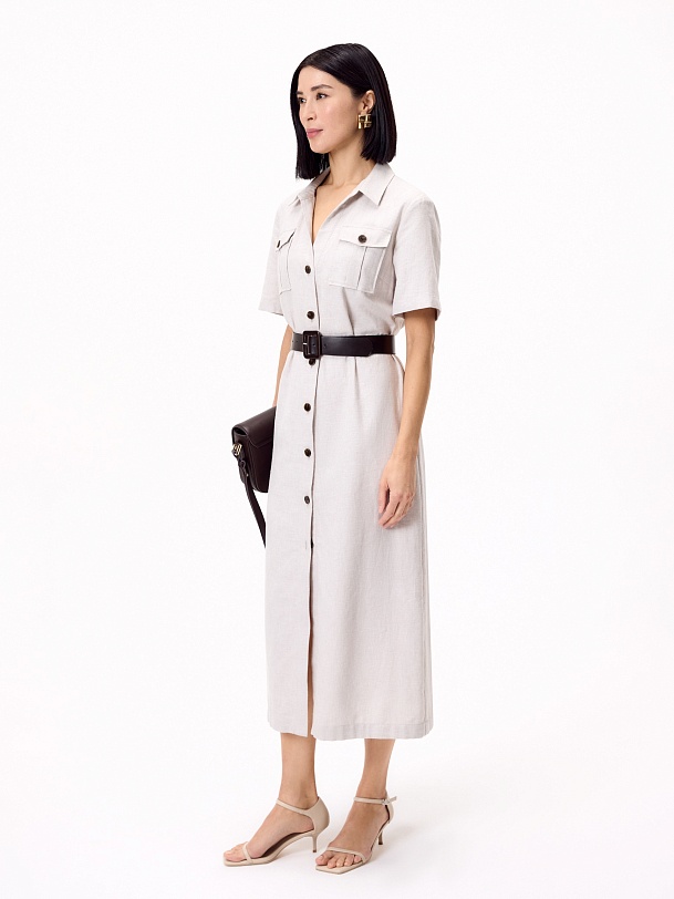 Платье сафари из хлопка и льна