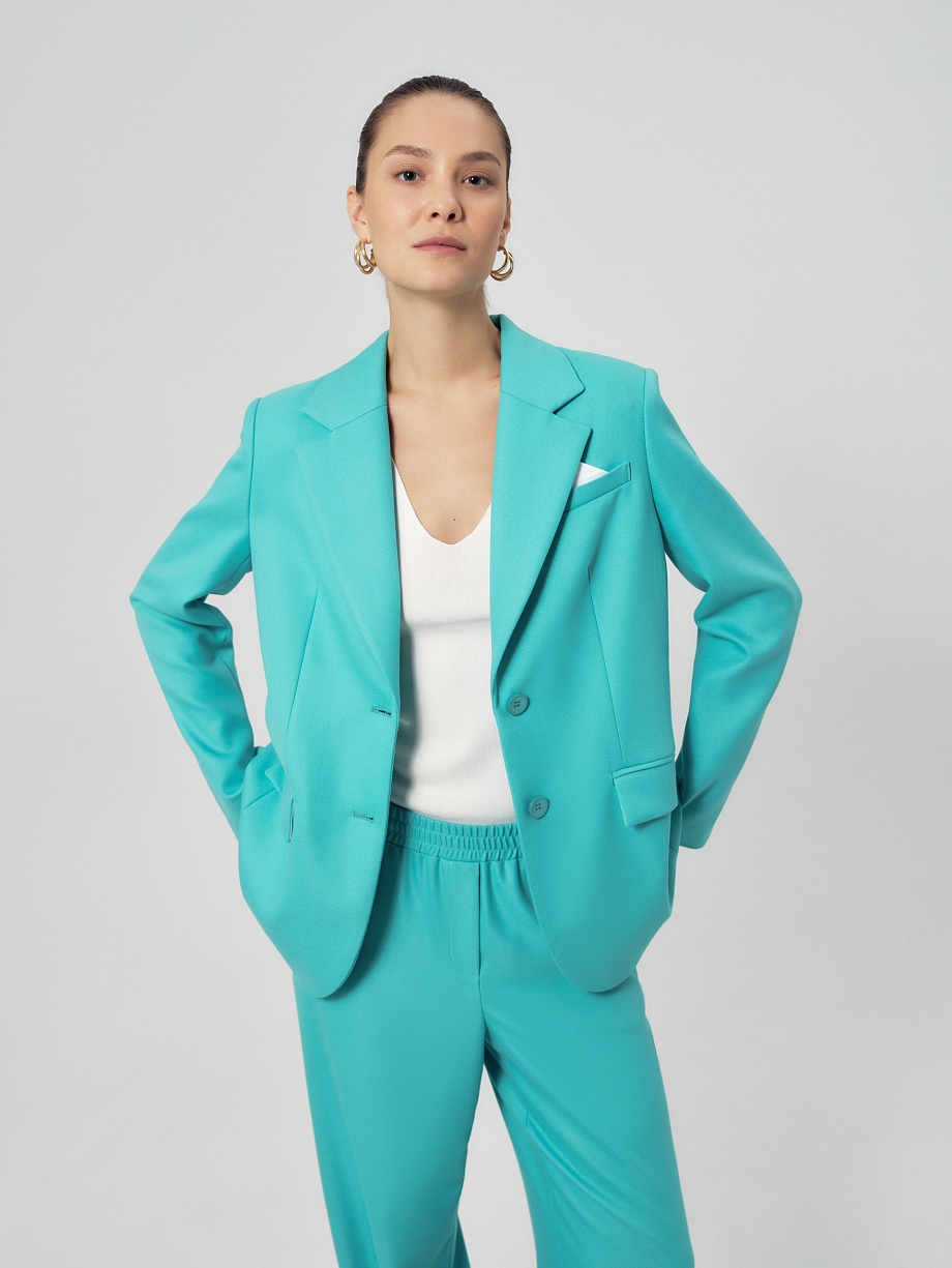 Прямой удлиненный жакет из костюмной ткани 