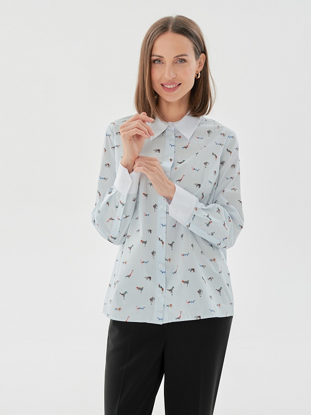 Свободная блуза прямого силуэта из 100% хлопка