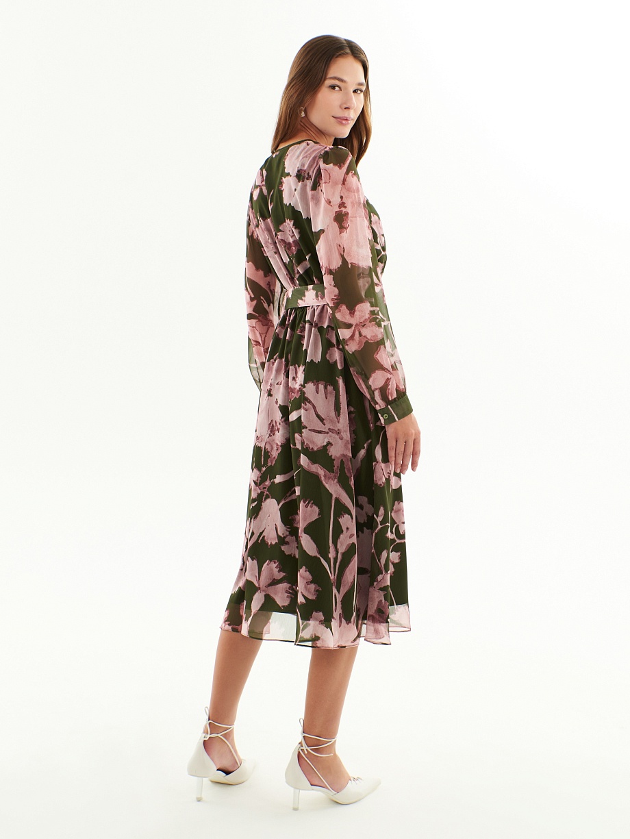 Свободное шифоновое платье с цветочным принтом