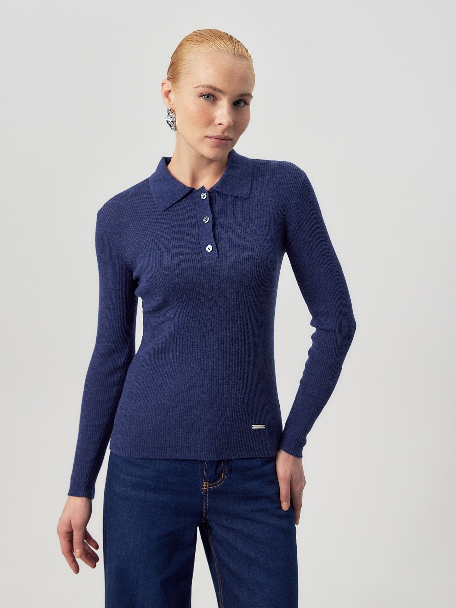 Джемпер-поло из шерсти мериноса и кашемира