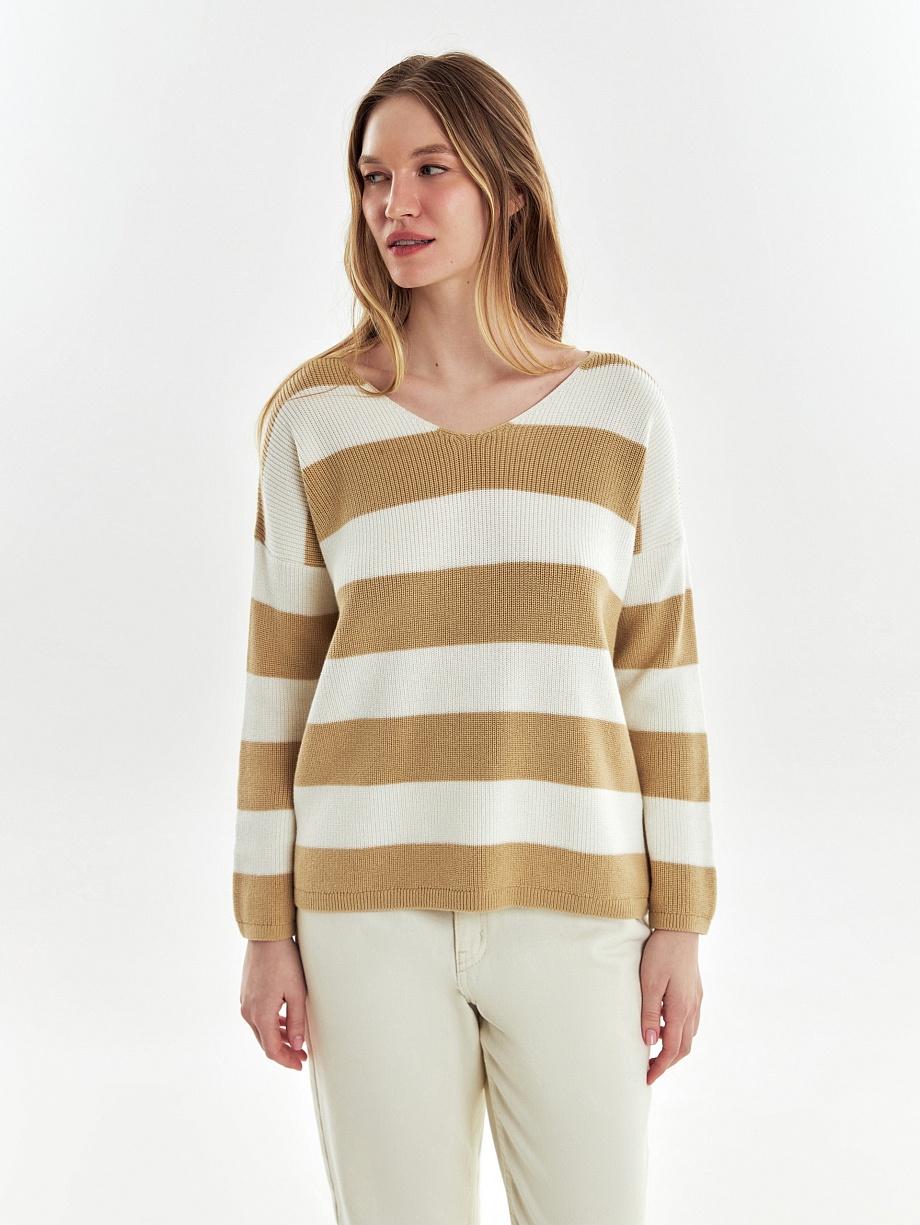 Джемпер в широкую полоску из вискозы и хлопка