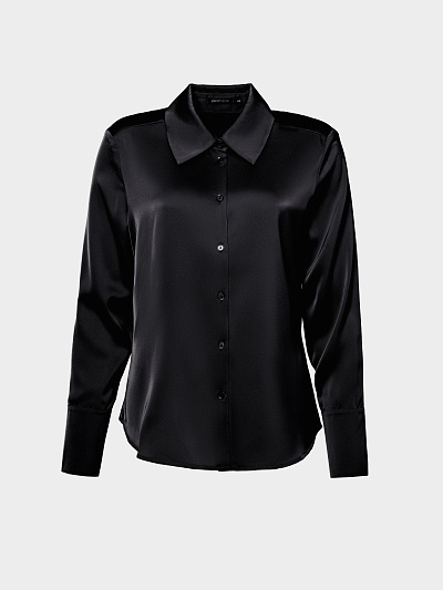 Блуза из атласной ткани с острым воротником POMPA