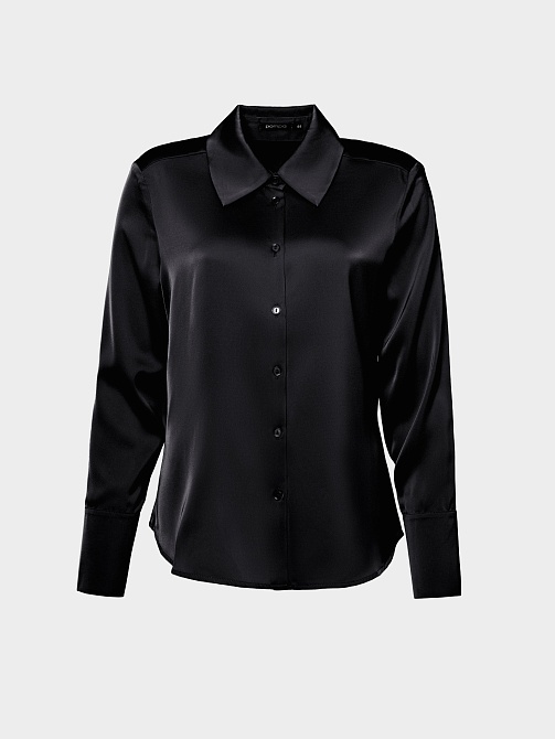 Блуза из атласной ткани с острым воротником POMPA