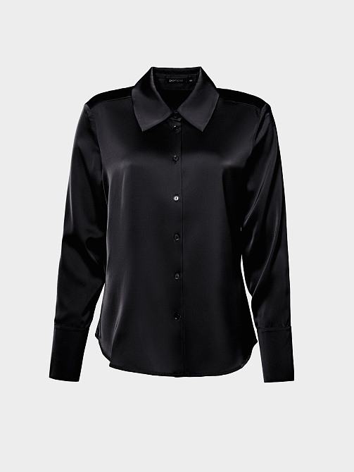 Блуза из атласной ткани с острым воротником