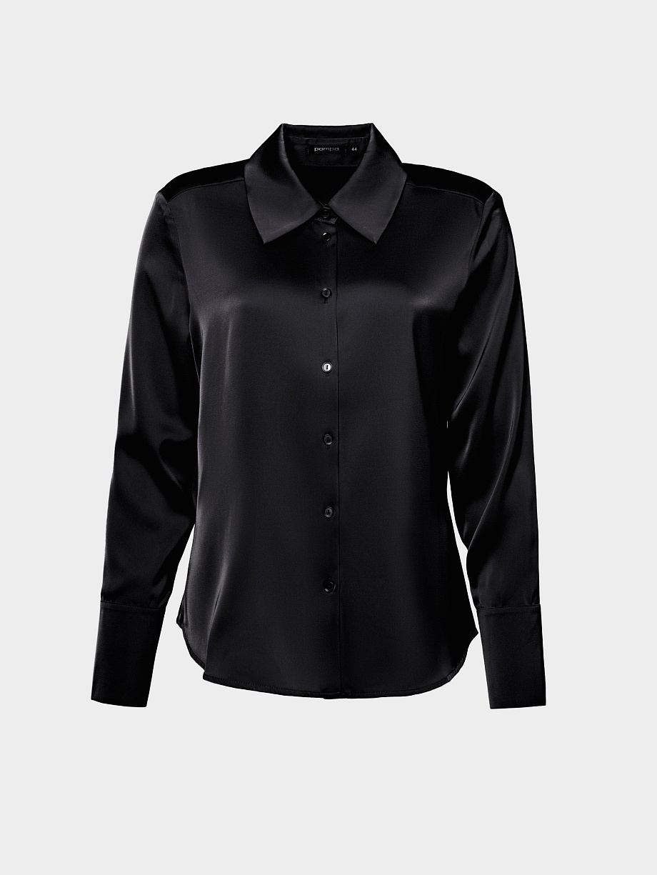 Блуза из атласной ткани с острым воротником
