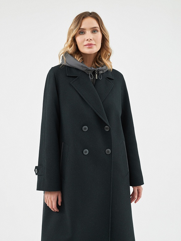 Пальто с мембраной, утеплённой спинкой и съёмным капюшоном POMPA арт.1015110p90890