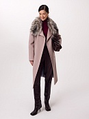 Зимнее пальто из шерсти утепленное с меховым воротником POMPA арт.1013771p60216