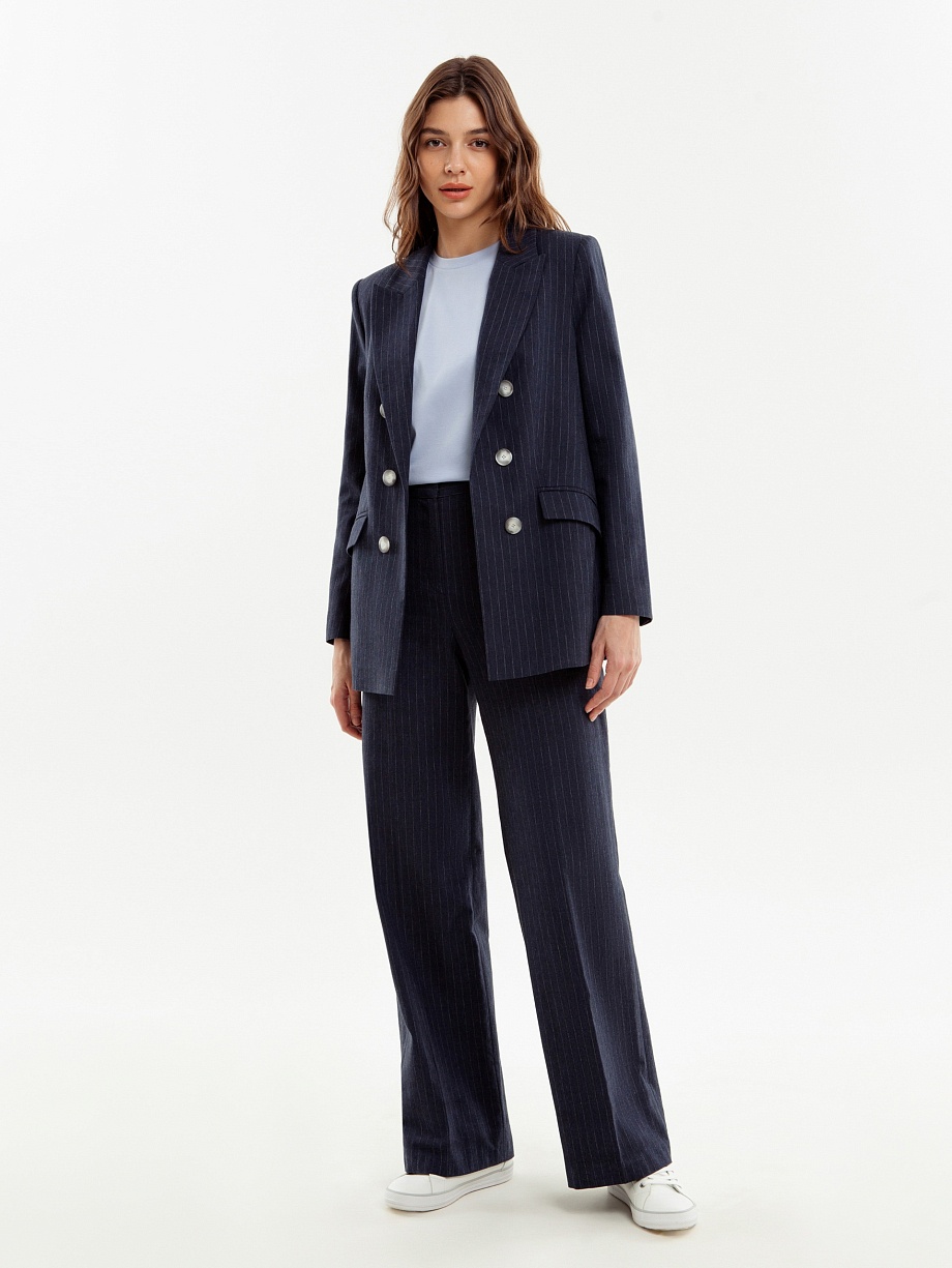 Свободные брюки из 100% хлопковой костюмной ткани в полоску