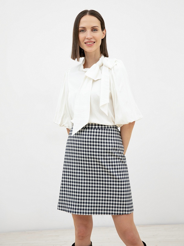 Юбка-трапеция мини в клетку
