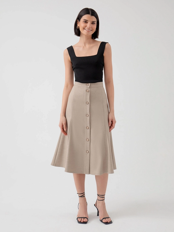 Юбка годе из костюмной ткани в стиле сафари