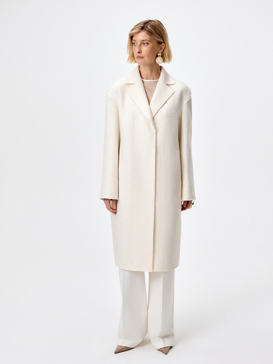  Пальто с мембраной из вареной шерсти с пайетками