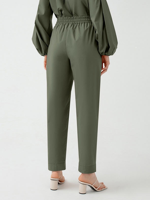 Хлопковые брюки-бананы с завязками