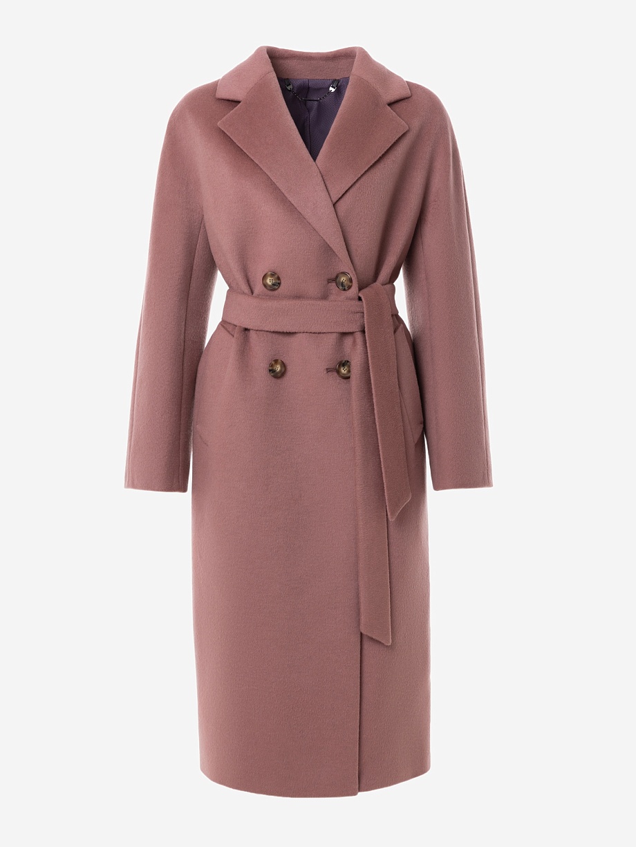 Двубортное шерстяное пальто силуэта удлиненый кокон