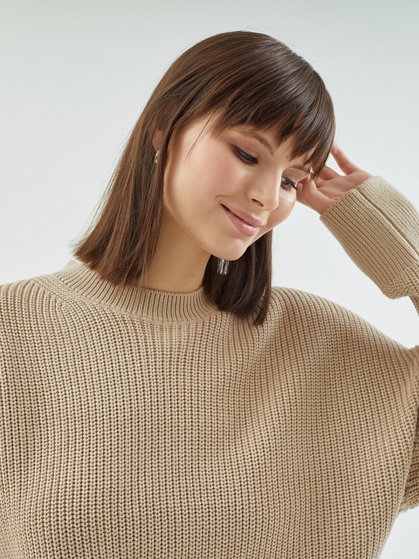 Вязаный джемпер из хлопкого трикотажа