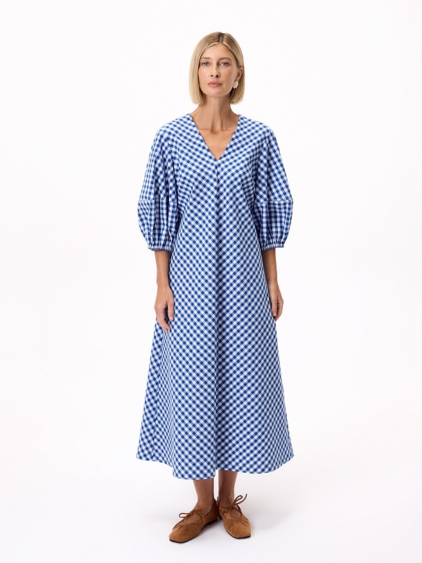 Платье из хлопка с объемными рукавами 