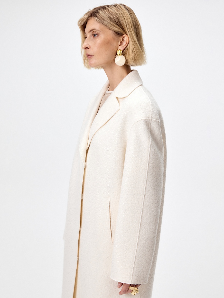  Пальто с мембраной из вареной шерсти с пайетками