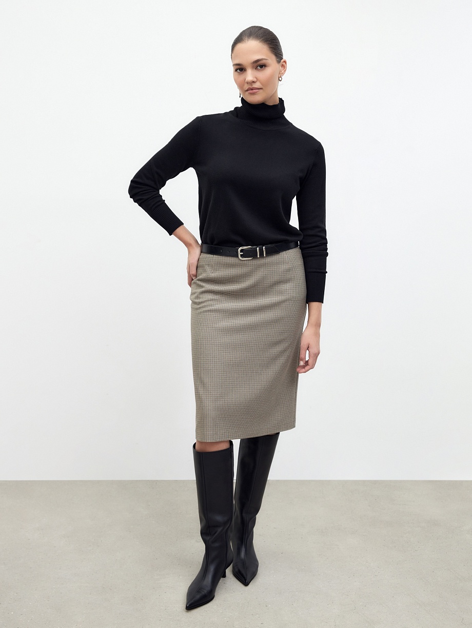 Классическая юбка миди из костюмной ткани в клетку