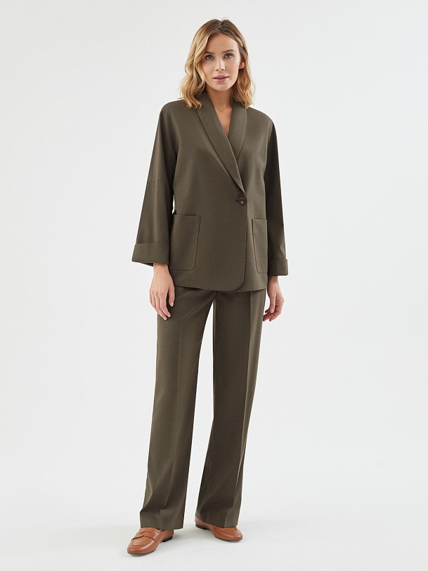 Жакет из костюмной ткани с поясом