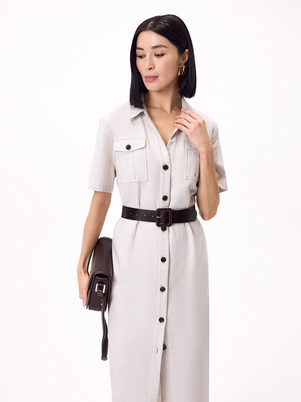 Платье сафари из хлопка и льна