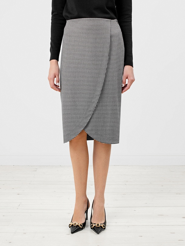 Юбка-карандаш в принте "пье-де-пуль"