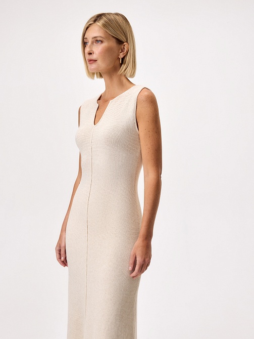 Платье макси из вискозы и льна