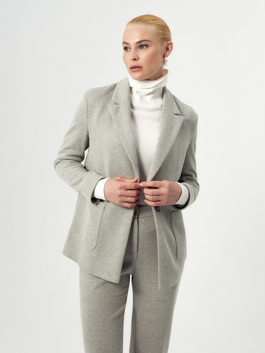 Жакет из трикотажной ткани с эффектом "елочка"