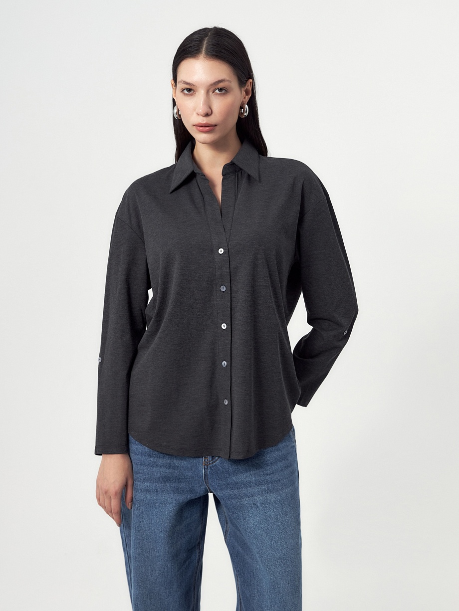 Прямая блуза из вискозного трикотажа