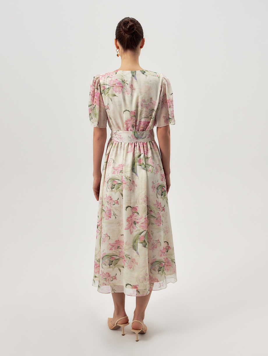 Платье из шифона с цветочным принтом