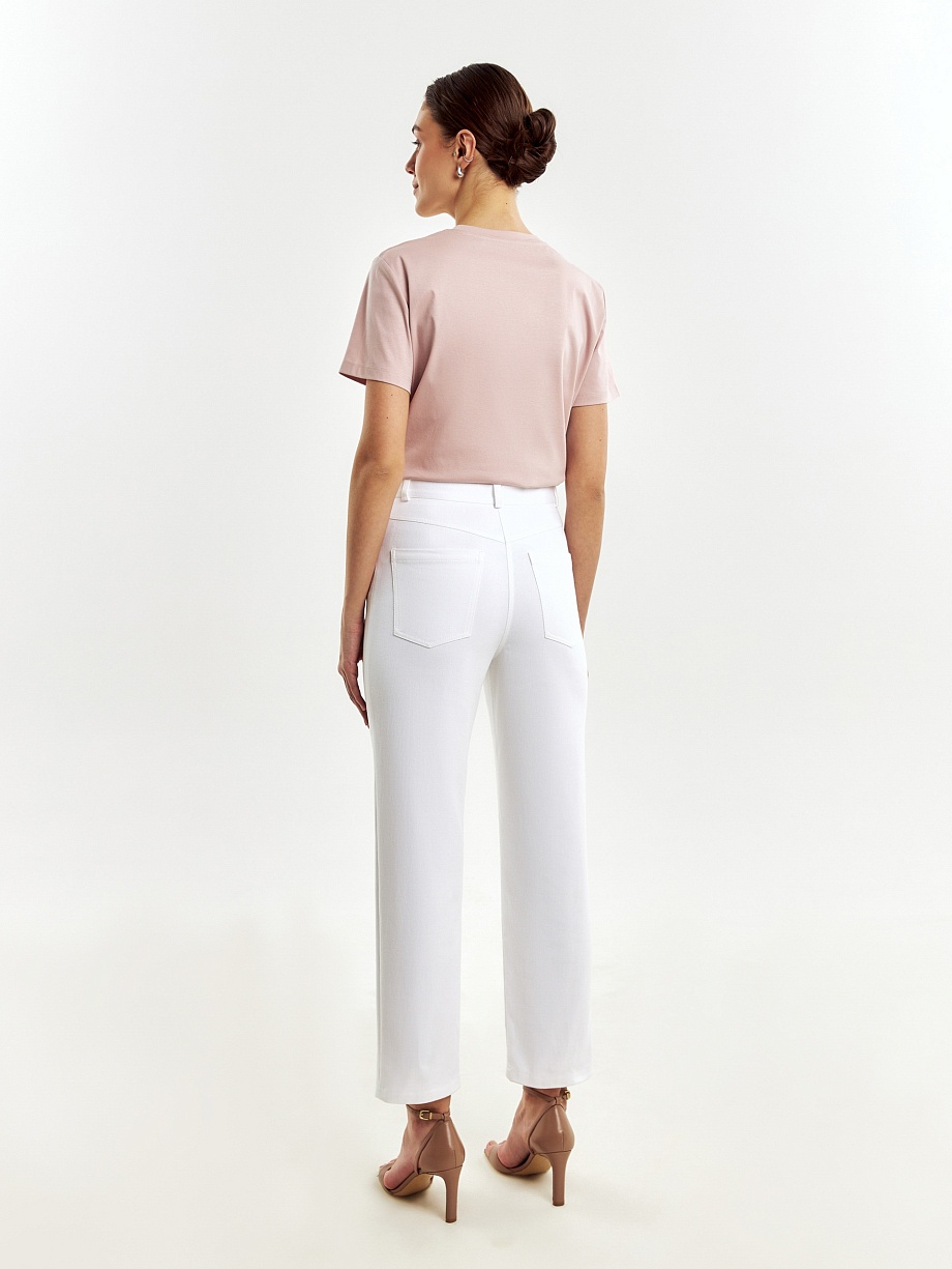 Укороченные белые джинсы из хлопка