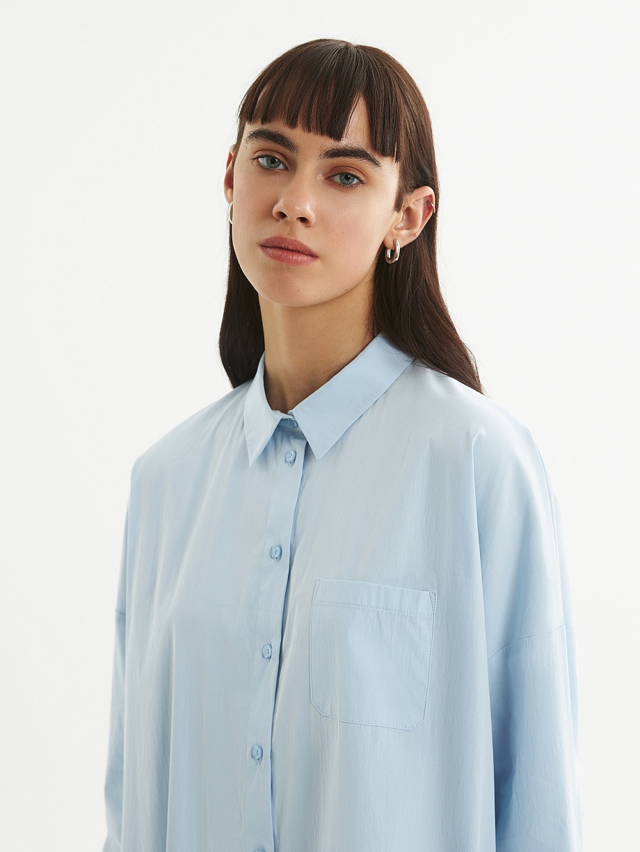 Свободная хлопковая рубашка с укороченным рукавами