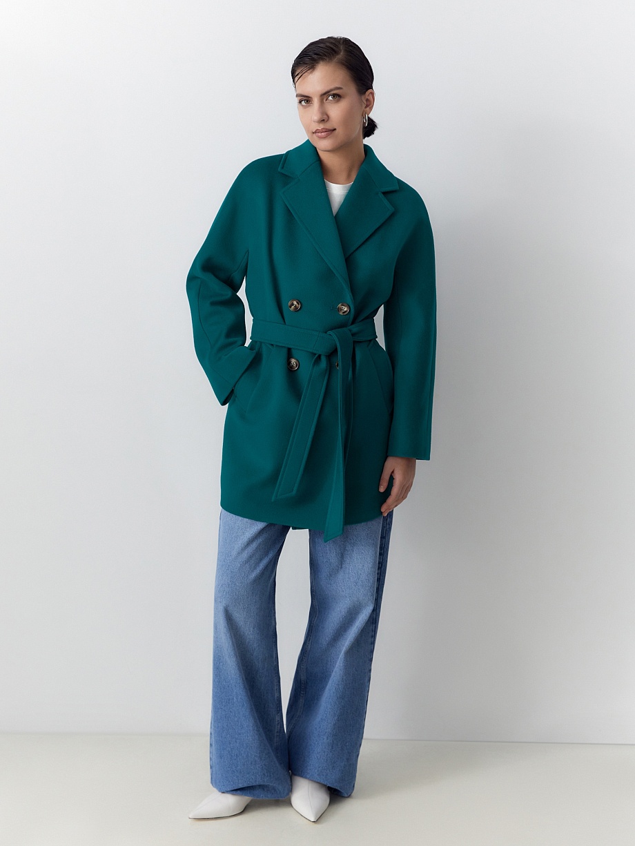 Укороченное пальто из шерсти с мембраной