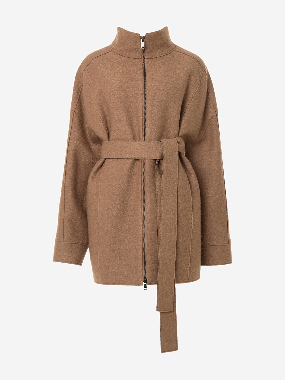 Укороченное пальто из варёной шерсти с мембраной